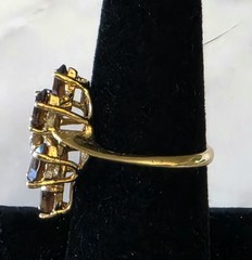 Vintage Golden-brown Rhinestone Coctail Ring, 18k HGE, SIZE 9.25