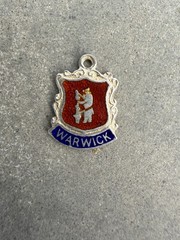 Warwick Great Britain Vintage Sterling Silver Enamel Travel Shield Charm 1.2g