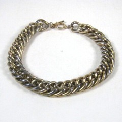 Necklace 19 In Metal Goldtone Chain Statement Festival Heavy Vintage Toggle WEAR