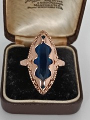 Vintage 1990-s 14 Ct Rolled Gold Sapphire Ring Size P US 7 1/2-HALLMARKED 585