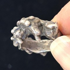 Vintage Brutalist Ring Sterling Silver Modernist Abstract Studio Artisan Sz 4.5