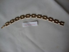 VINTAGE HONG KONG FASHION JEWELRY SQUARE FLAT LINK 7″ GOLD TONE TENNIS BRACELET