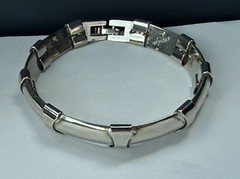 Vintage Sterling Silver 925 Chunky Reticulated Bar Link Snake Omega Bracelet 33g