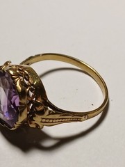 Antique Vintage 14K Gold Amethyst Ring size 6 2.7g English Hallmark AS IS