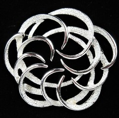 Sarah Coventry Silvertone Tailored Swirl Pin and Clip On Earrings Set Signed