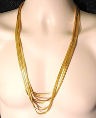 Necklace Monet Long layered shiny gold tone chain 27″ statement signed AF9