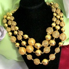 VTG Runway Luxe Multistrand GP Mesh Caged Bead MONET Weighty Necklace 170g