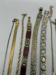 Estate Jewelry Lot 20 Tennis Style Bracelets Rhinestones Gemstone Monet Sterling