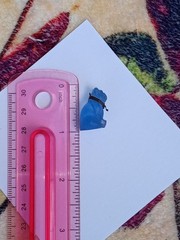 Antique, Vintage Czech Blue Pug, Bulldog Cracker Jack Glass Charm, Prize, 1″
