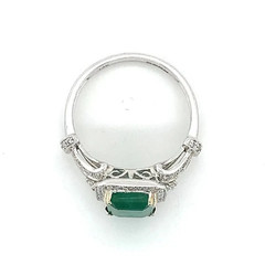2.20Ct Emerald Cut Lab Created Emerald Halo Engagement Ring White Gold Plated