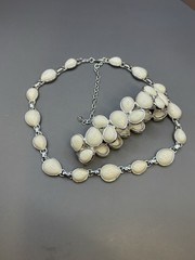 Vintage Napier Link Necklace Bracelet Cream Silver Tone