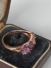 Vintage 1990-s 14 Ct Rolled Gold Amethyst Ring Size UK R US 8.5 – Hallmarked!