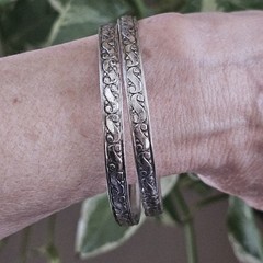 2 Danecraft Sterling Silver Bracelets S scroll 8″ Bangle Vintage