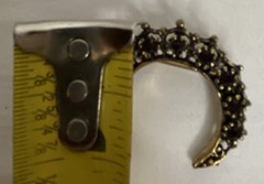 Crescent Moon Brooch Gold Tone With Red Garnets Vintage Pin