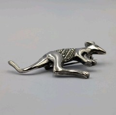 Vtg Sterling Silver Marcasite Large Kangaroo Animal Australia 925 Brooch – 12.3g