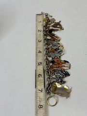 Lunch at the Ritz Signed Charm Bracelet Enamel Zoo Animals Toggle & Loop READ