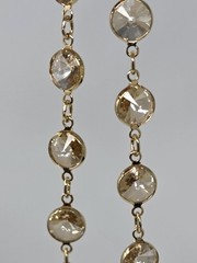Champagne Crystal Bezel Necklace Gold Tone Vintage 17.5 Inches Sparkly!