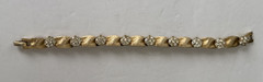 Trifari Link Bracelet April Birthday Series Ribbon Flower Clear Rhinestone