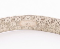 CHINESE 925 Silver Vintage Diamond Pattern Hidden Message Bracelet BT9363