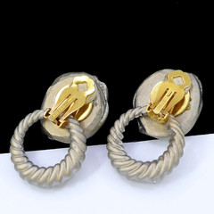 VINTAGE 1980’S MOD JEFF LIEB TOPAZ CRYSTAL DANGLE CLIP-ON EARRINGS DOOR KNOCKER