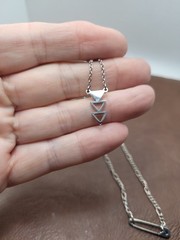 Set Of 3 Silver Tone Chain Charm Necklace Pedant.