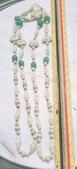 ANTIQUE NEIGER EGYPTIAN ELEPHANT URANIUM GLASS KNOTTED FLAPPER NECKLACE 42″ GLO!