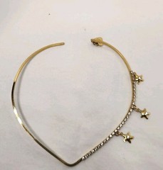 Lunch at the Ritz Star Charm Collar Necklace Goldtone Rhinestones