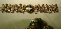 Vtg Children of the World Brass Slide Bracelet Green Enamel Globe Brooch Pin Set