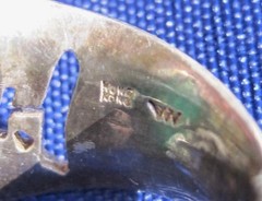 Vintage Hong Kong Sterling 925 Carved Green Jade Endless Knot Ring Shou Ji Sz 6