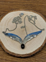 Vintage artisan necklace wings onyx 925 Sterling silver