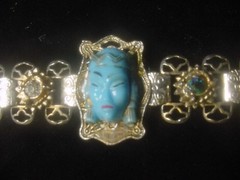 Jinn wishing genie blue Tara good luck talisman lucky charm bracelet Asian c1960