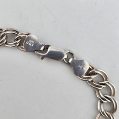 Sterling Silver 925 Italy Charm Bracelet w Abalone Moon Charm Size 7.75