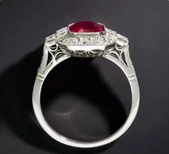 2.75Ct Art Deco Style Lab Created Ruby Halo Engagement Wedding 925 Silver Ring