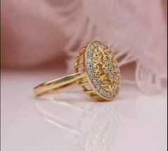 Antique Art Deco Style Round Lab Created Diamond bridal 14k Yellow Gold FN Ring
