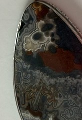 Vintage Crazy Lace Agate Pendant Natural Stone Sterling Silver Cabochon