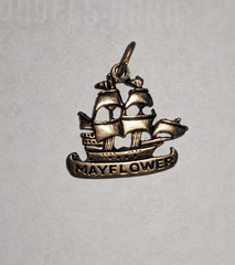 Vintage Mayflower Ship Sailboat Pewter Gold Plate Charm