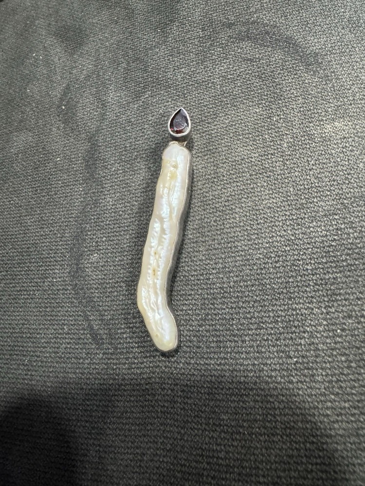 The Dreamer Sterling Brooch Pearl And Garnet Signed