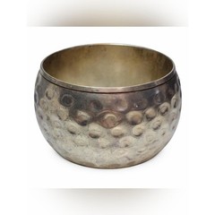 Vintage Wide Silver Tone Bangle Bracelet Hammered Dimpled Dome Texture Size 7