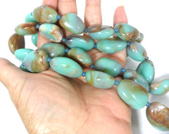 Vtg Beaded Necklace Faux Amazonite Lucite Gemstone December Birthday Chunky Boho