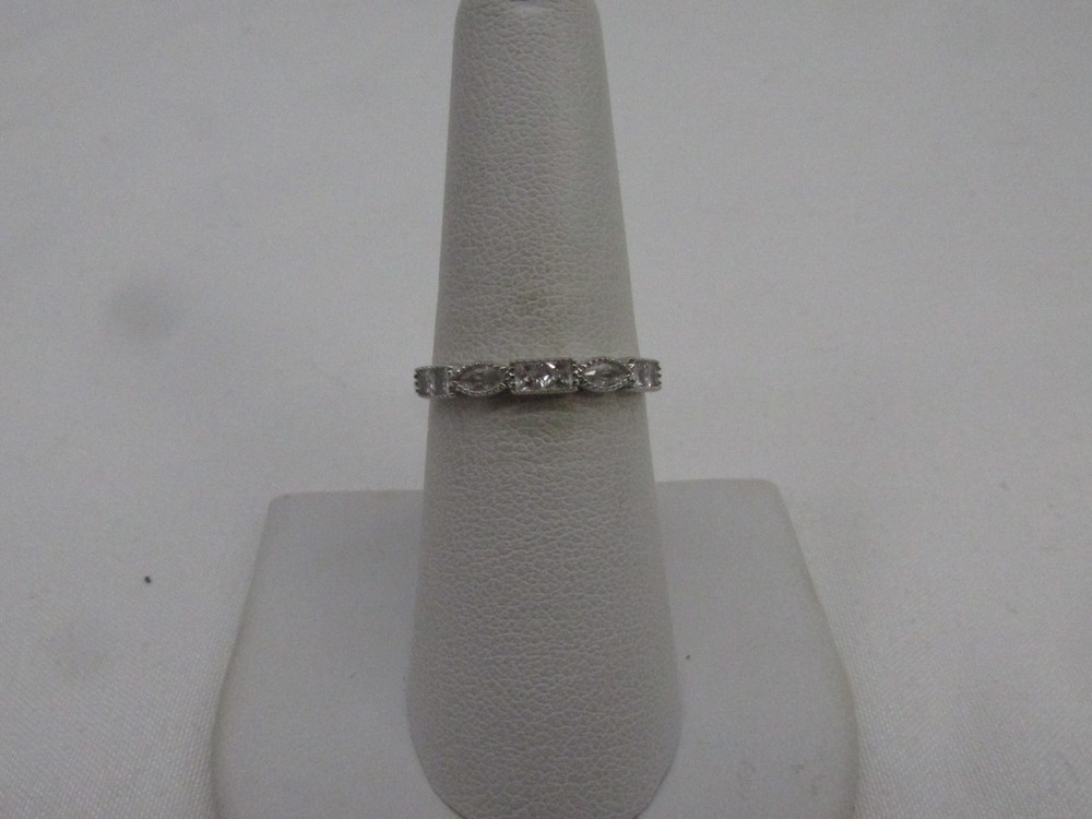 Vintage Sterling Silver Clear Multiple Shape Design Band Style Ring Sz 7 #319