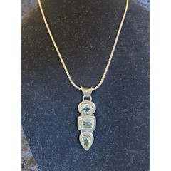 Sterling Silver Gemstone Pendant Necklace & Chain 925 Milor Italy
