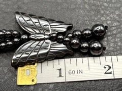 Vintage Butterfly Hematite and Mother of Pearl MOP Beaded Tassel Opera Long 32″