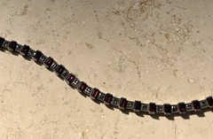 ❤️✨VINTAGE Sterling Silver EMERALD CUT GARNET & MARCASITE ESTATE Tennis Bracelet