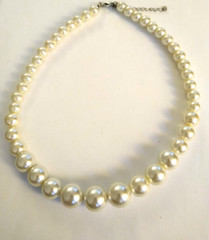 Very Light Silver Simulated Pearl Necklace 19″ + 3″ Extender