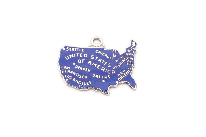 Vintage Sterling Silver 925 United States Charm Enamel