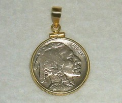 Coin Pendant Vintage Indian Head Nickel 14K Gold Filled Bezel Soldered Bail