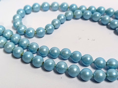 Robin Egg Blue Beaded Necklace 6mm Single Strand 30 inch