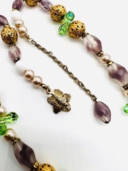 VENDOME Frosted Lavender Givre Glass Beaded Necklace Signed Vintage Jewelry