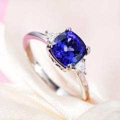 Tanzanite Engagement Ring Cushion Shaped Ring Bridal Promise Ring Gift For Her
