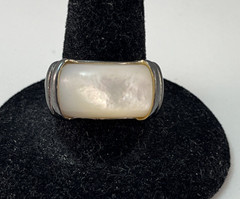 Vintage 925 Sterling Silver MOP Mother of Pearl Ring Size 7 HONG KONG